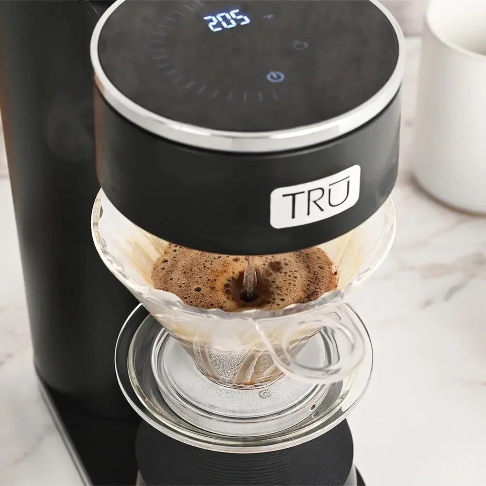 NEW TRU Black Automatic Pour Over Coffee Maker Digital Touch Screen Machine